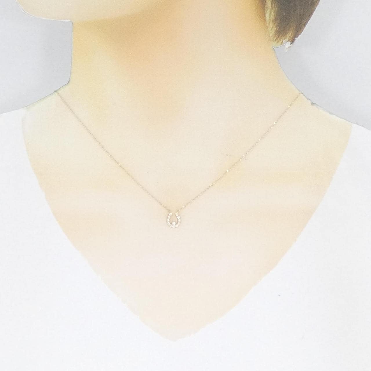 【リメイク】K18YG ホースシュー ダイヤモンド ネックレス 0.10CT