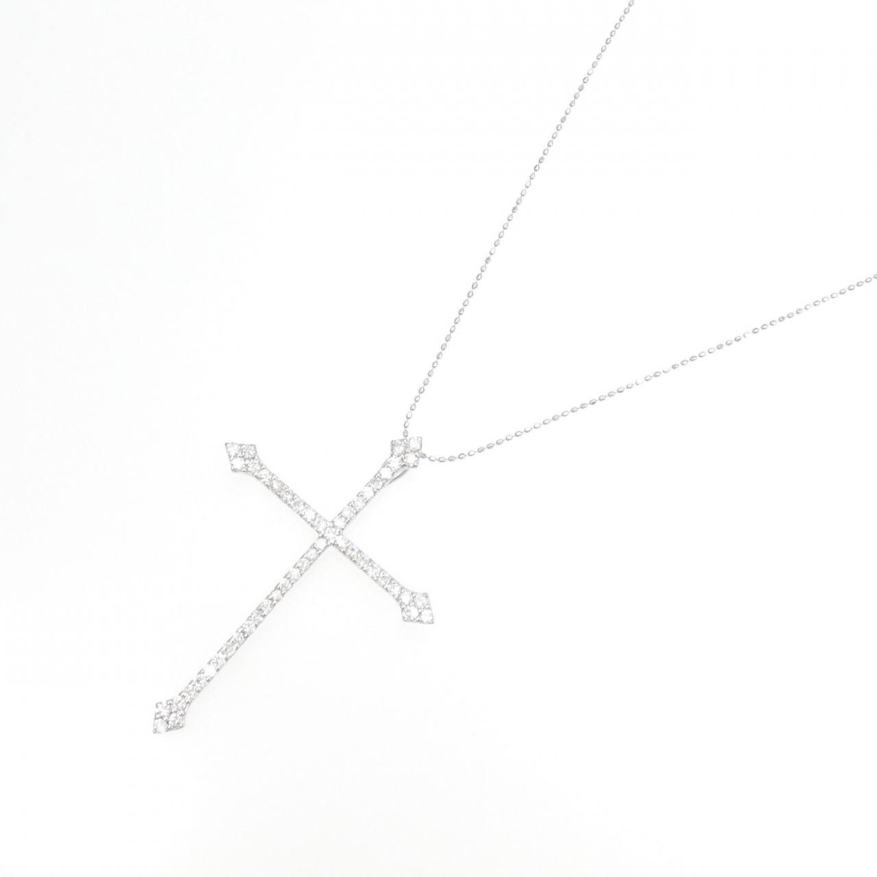 K18WG クロス ダイヤモンド ネックレス 1.00CT
