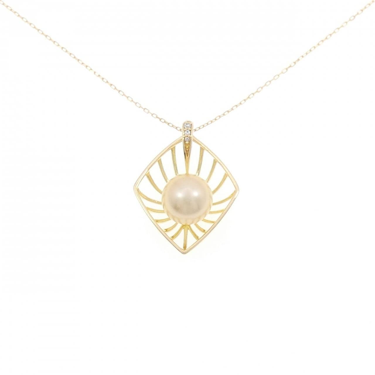 K18YG 白蝶パール ネックレス 9.5mm