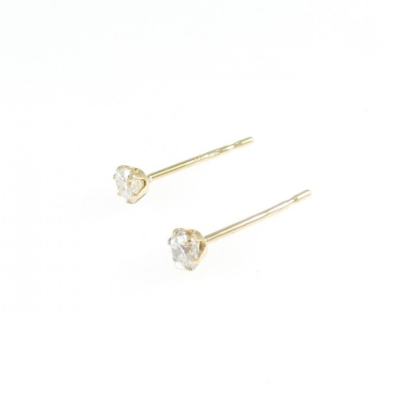 K18YG ソリティア ダイヤモンド ピアス 0.16CT