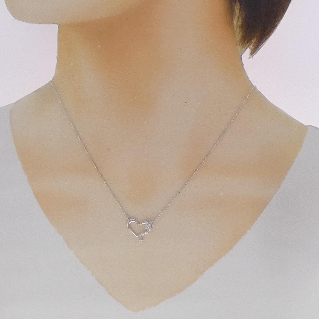 K10WG ハート ダイヤモンド ネックレス 0.05CT