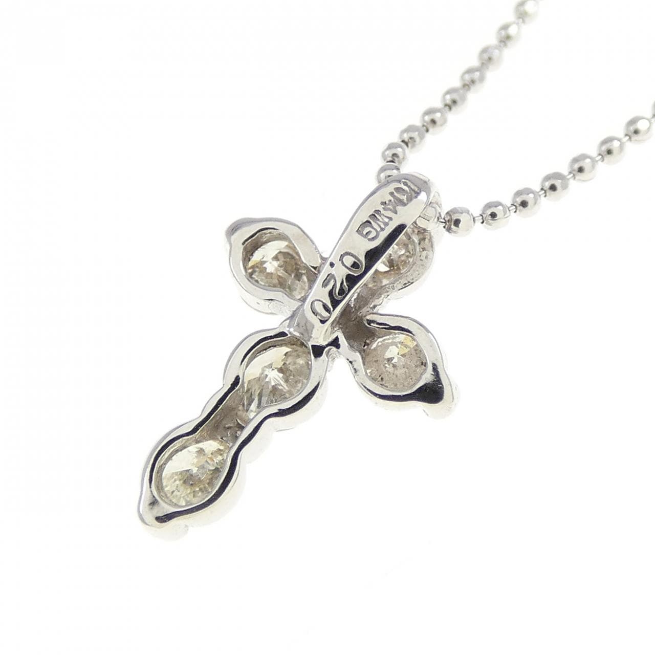 K14WG クロス ダイヤモンド ネックレス 0.20CT