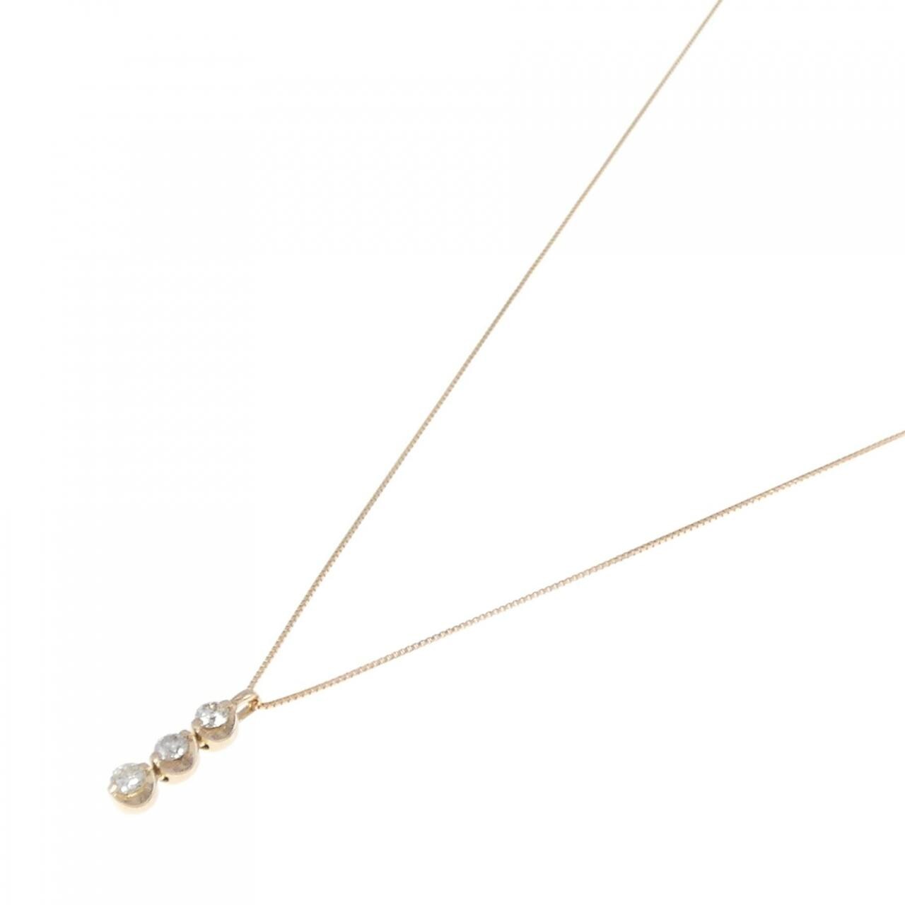 K18PG three stone Diamond necklace 0.32CT