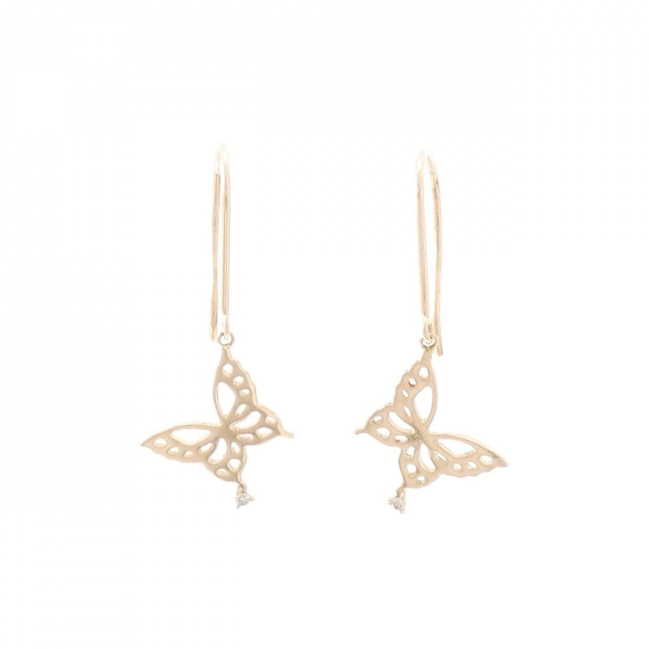 K10PG バタフライ ダイヤモンド ピアス