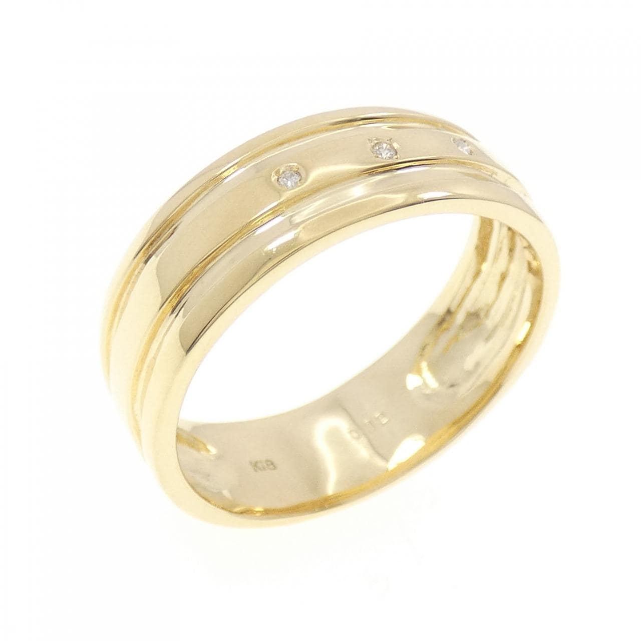 【新品】K18YG スリーストーン ダイヤモンド リング 0.02CT