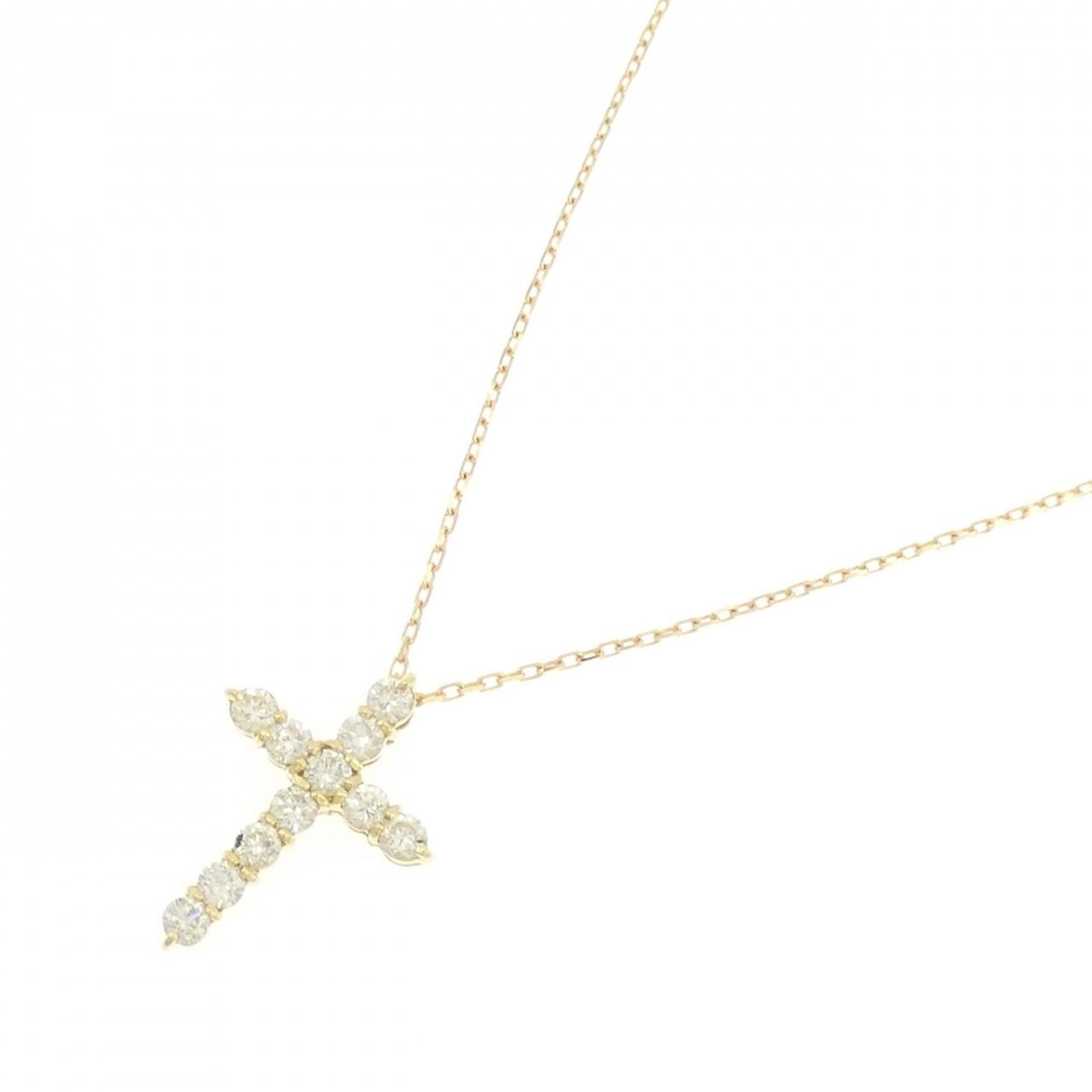 K18YG クロス ダイヤモンド ネックレス 0.51CT