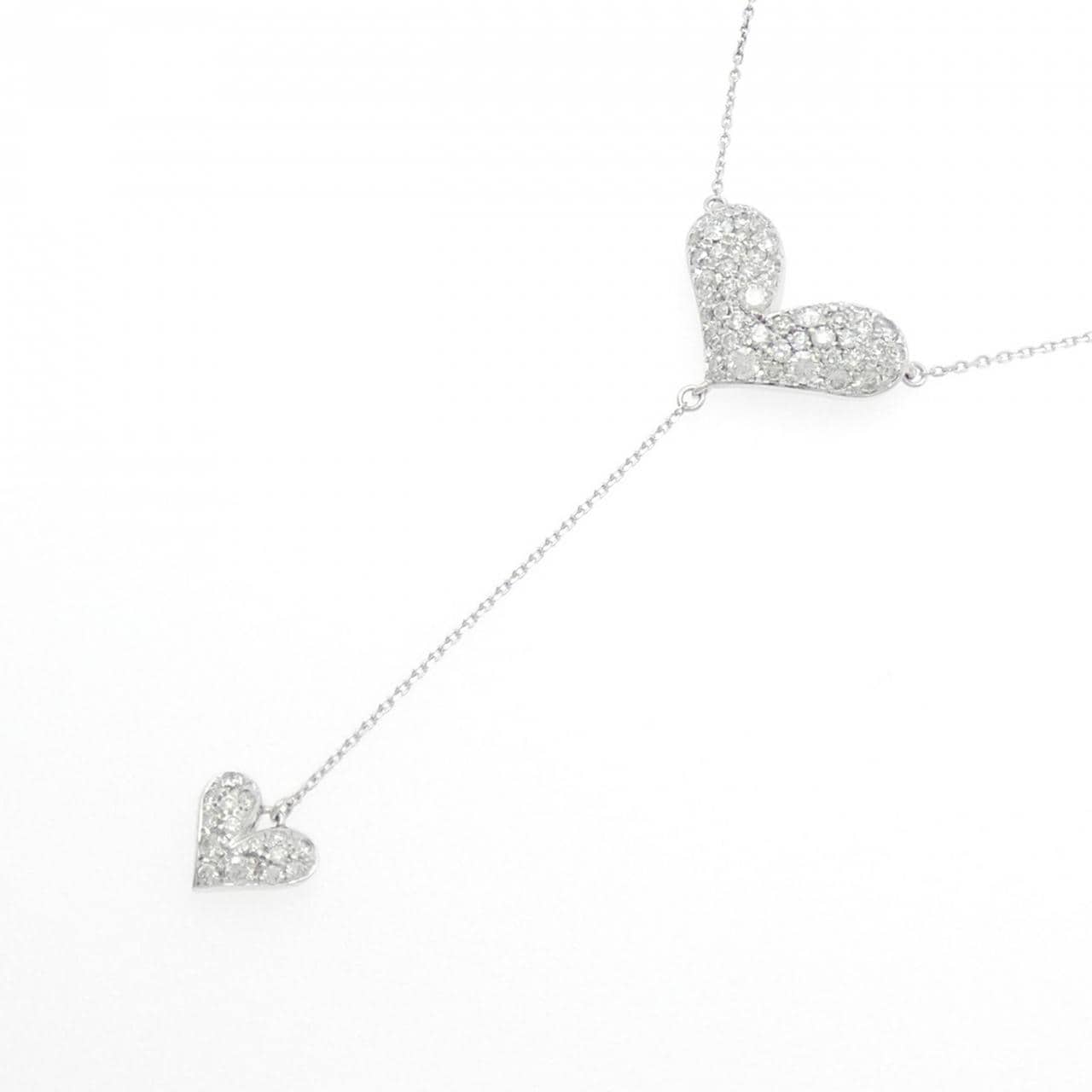 K18WG ハート ダイヤモンド ネックレス 1.10CT
