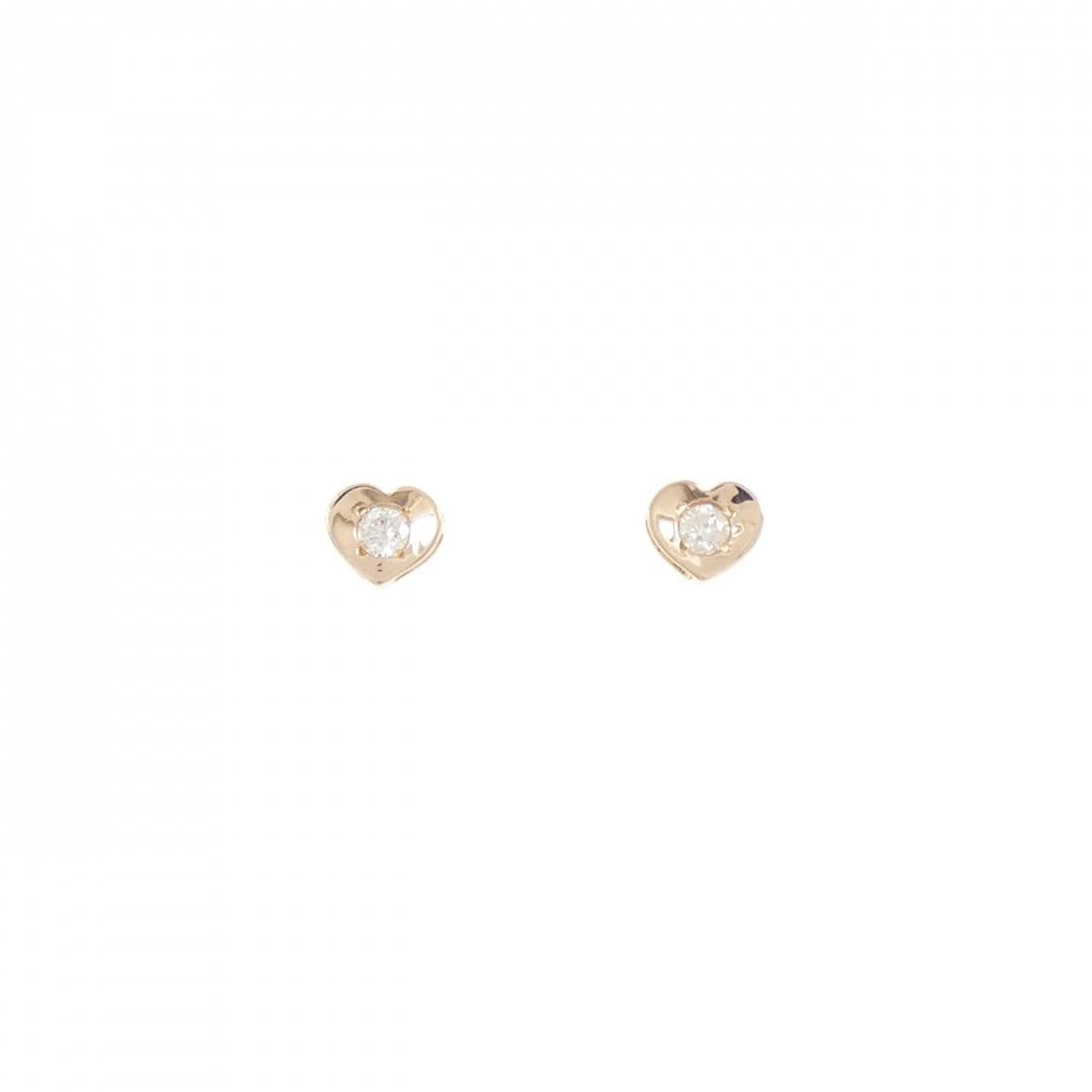 K14PG ハート ダイヤモンド ピアス 0.10CT
