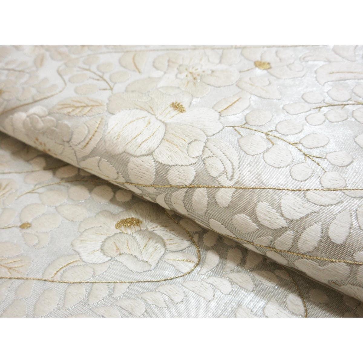 袋帯　引箔　刺繍加工