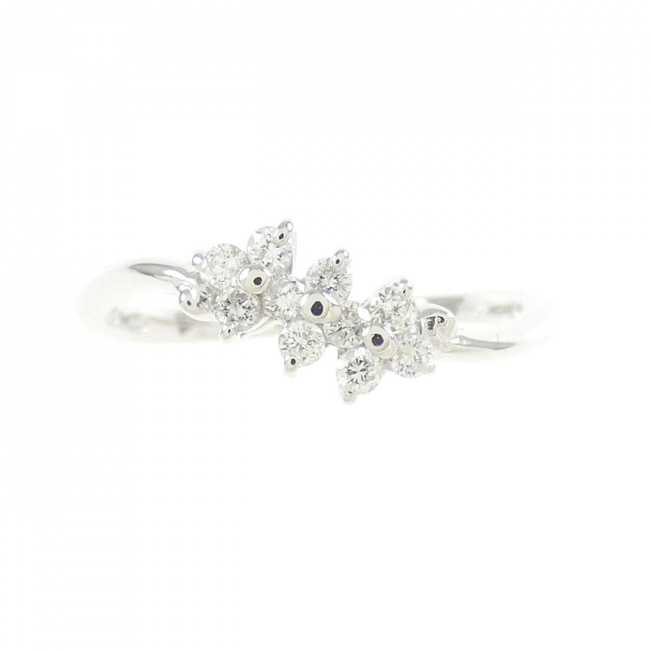 K18WG フラワー ダイヤモンド リング 0.16CT