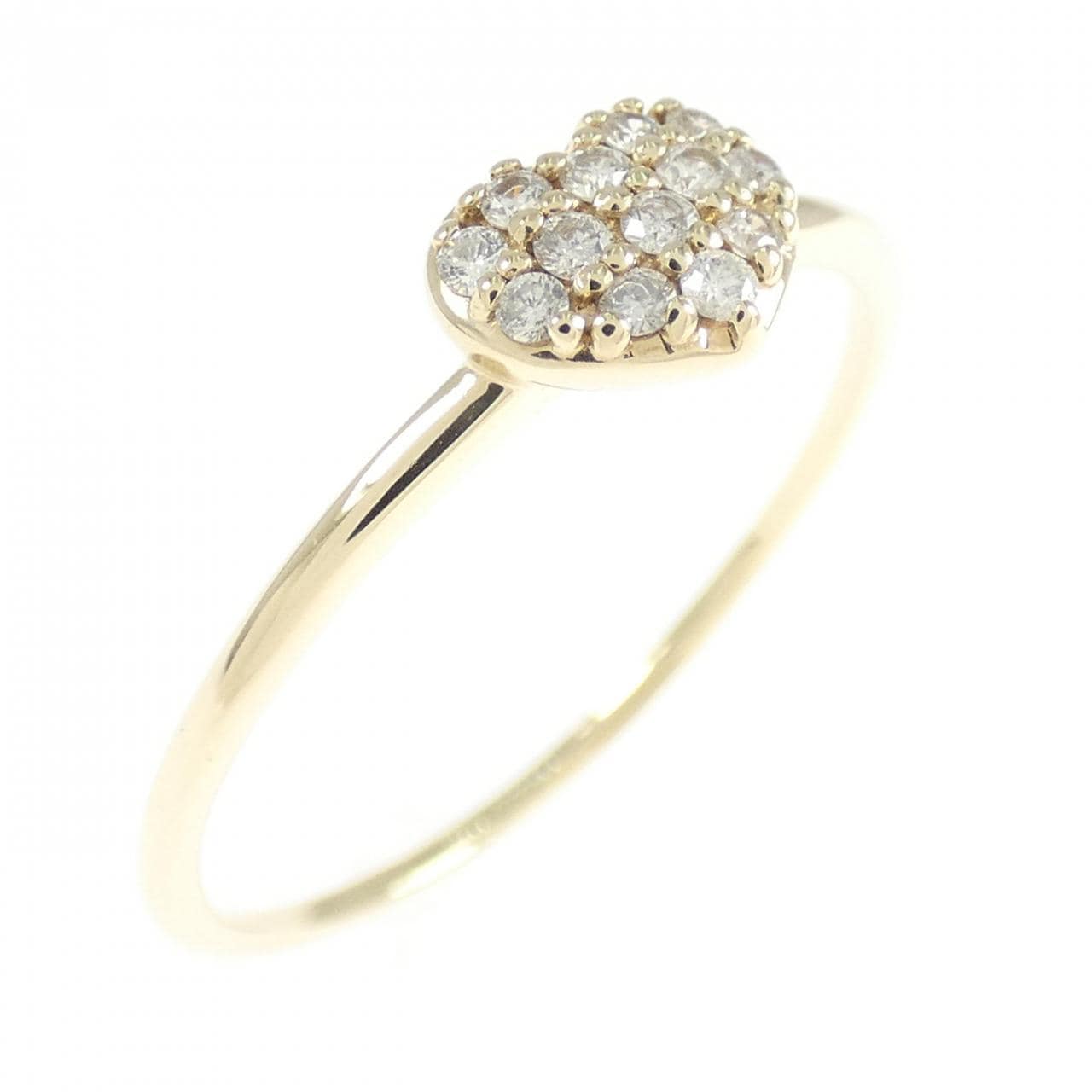 K10YG Pave Heart Diamond Ring
