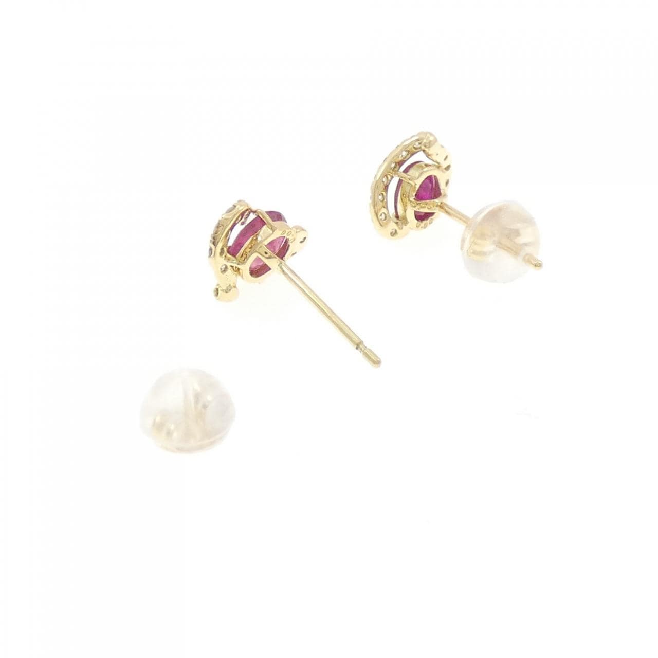 K18YG ハート ルビー ピアス 0.60CT