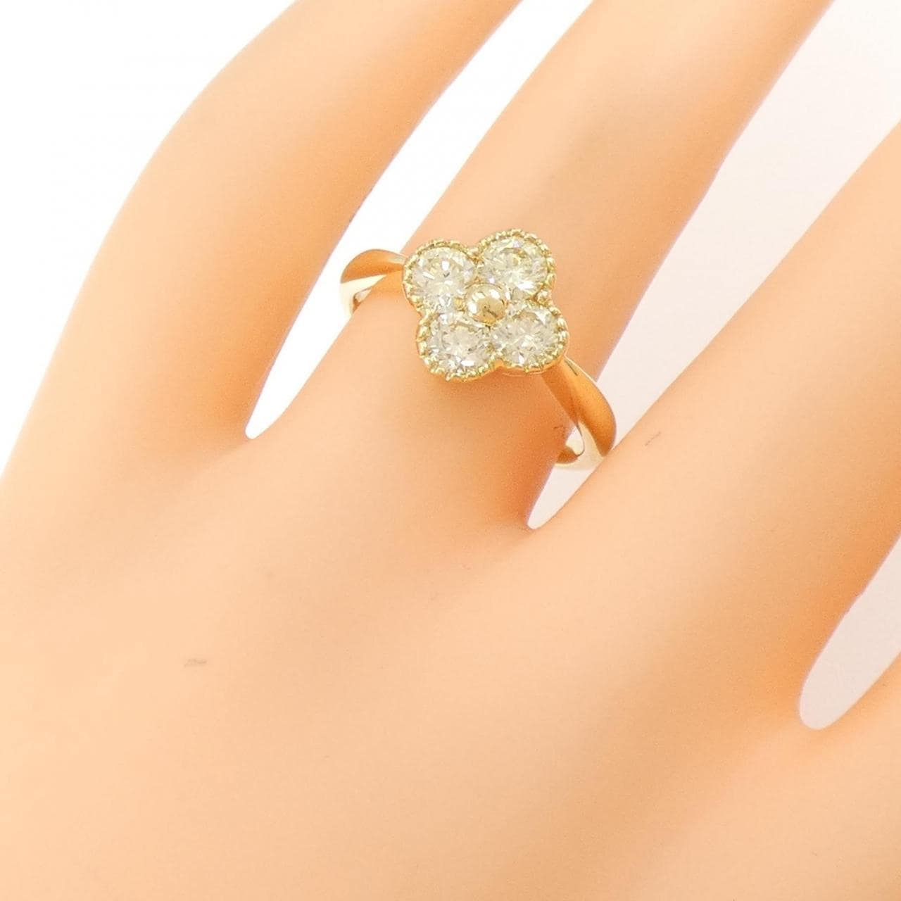 K18YG フラワー ダイヤモンド リング 1.041CT
