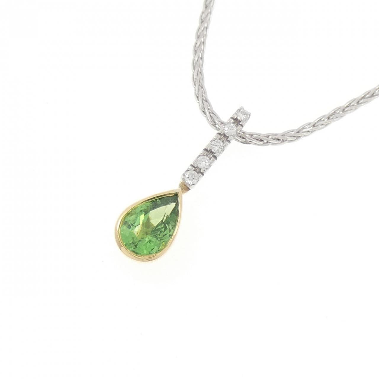 K18WG/K18YG グリーンガーネット ネックレス 0.82CT