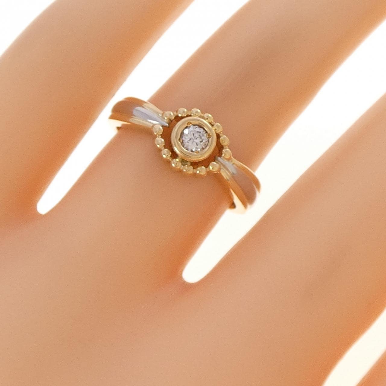 K18YG/PT900 ダイヤモンド リング 0.11CT