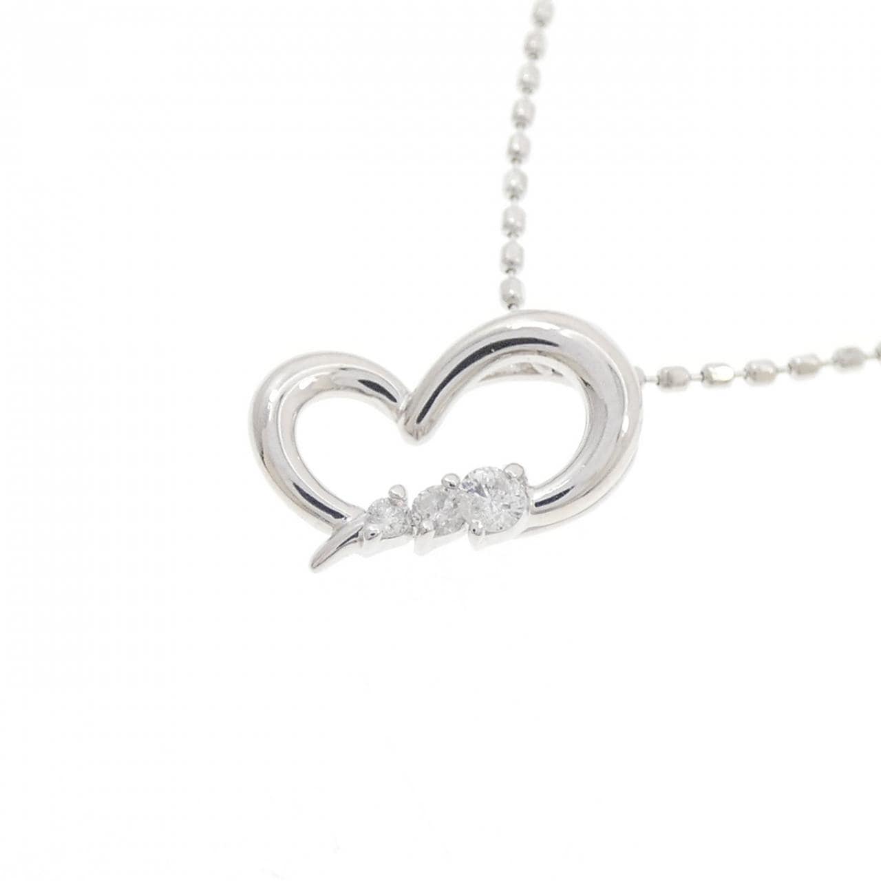 K10WG ハート ダイヤモンド ネックレス 0.04CT