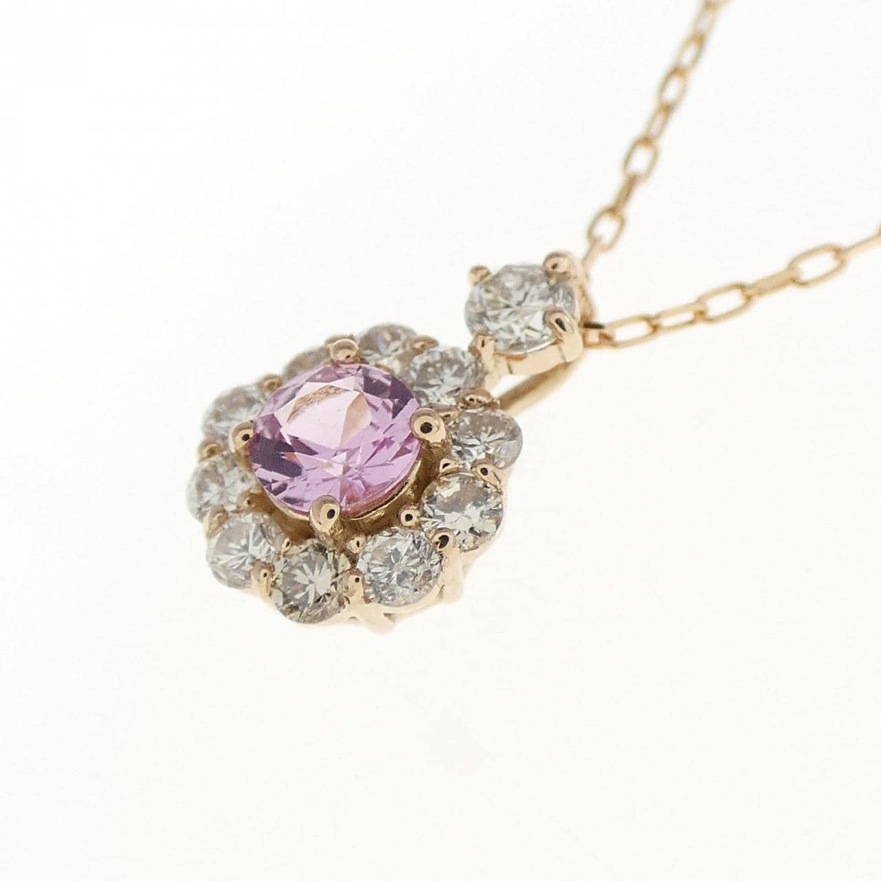 [BRAND NEW] K18PG Padparadscha Sapphire Necklace 0.139CT