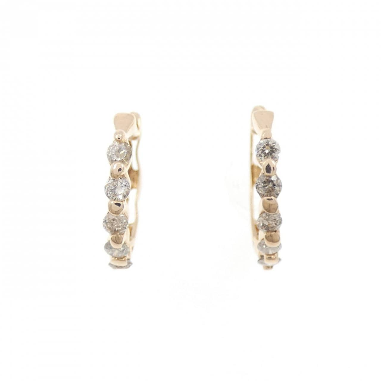 K14PG ダイヤモンド フープ ピアス 0.20CT