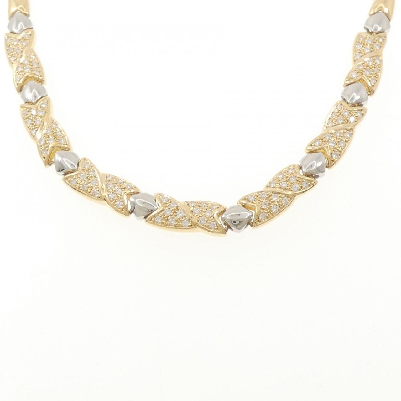 K18YG/PT850 ダイヤモンド ネックレス 1.05CT