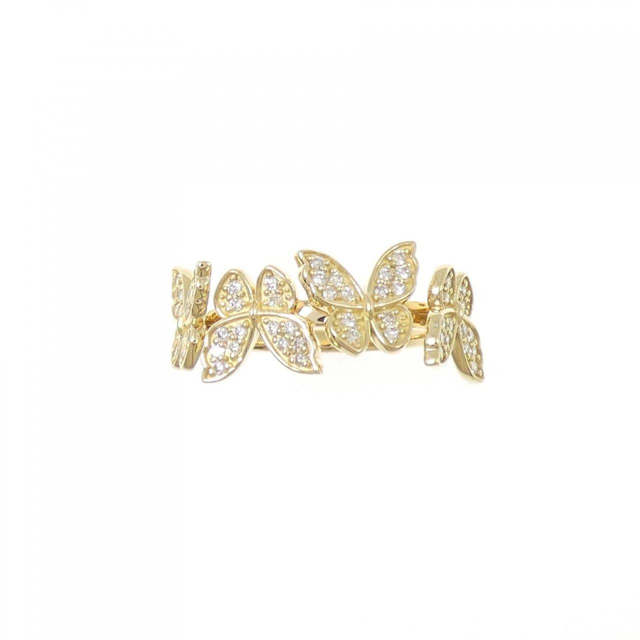K18YG バタフライ ダイヤモンド リング 0.26CT