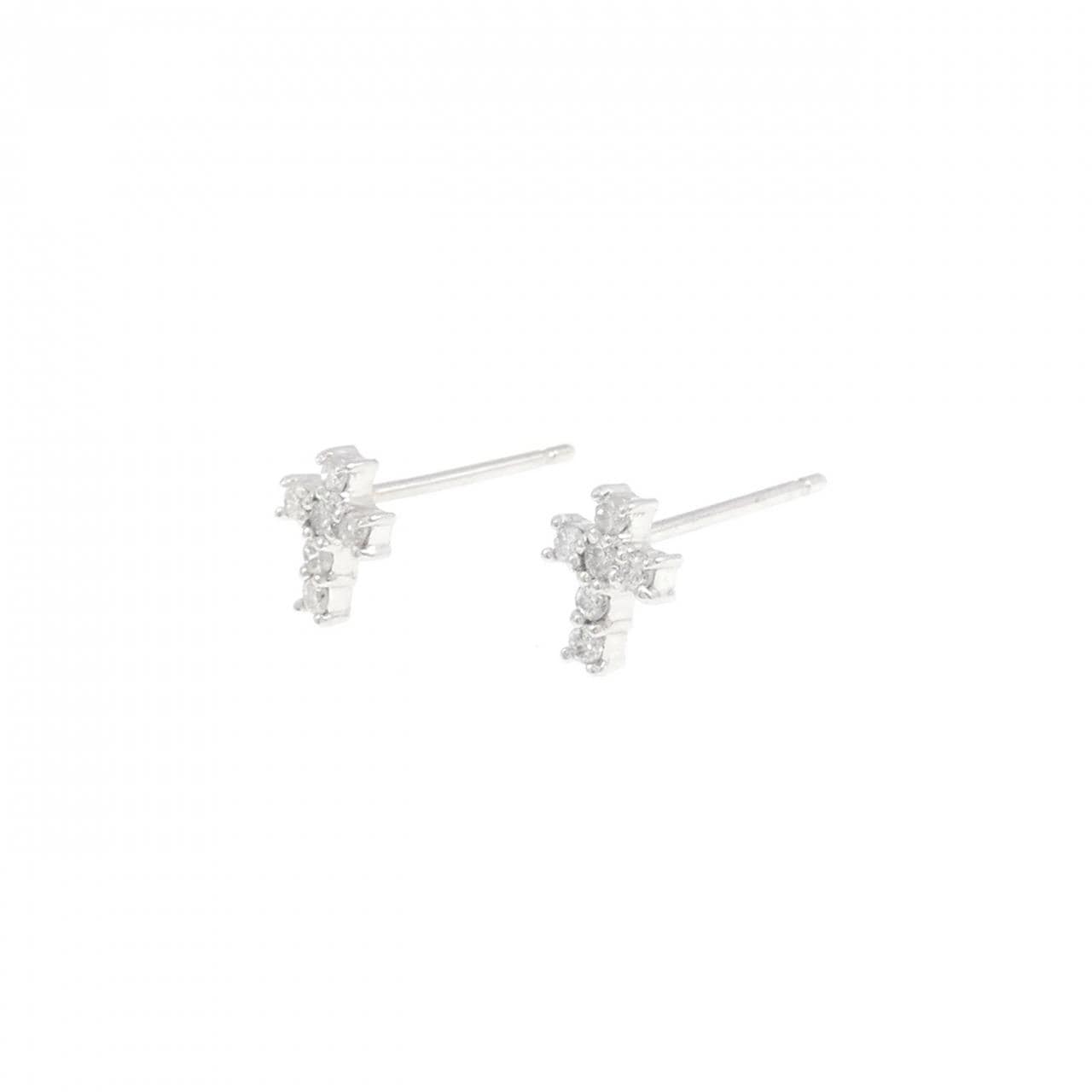 PT/PT900 クロス ダイヤモンド ピアス 0.12CT