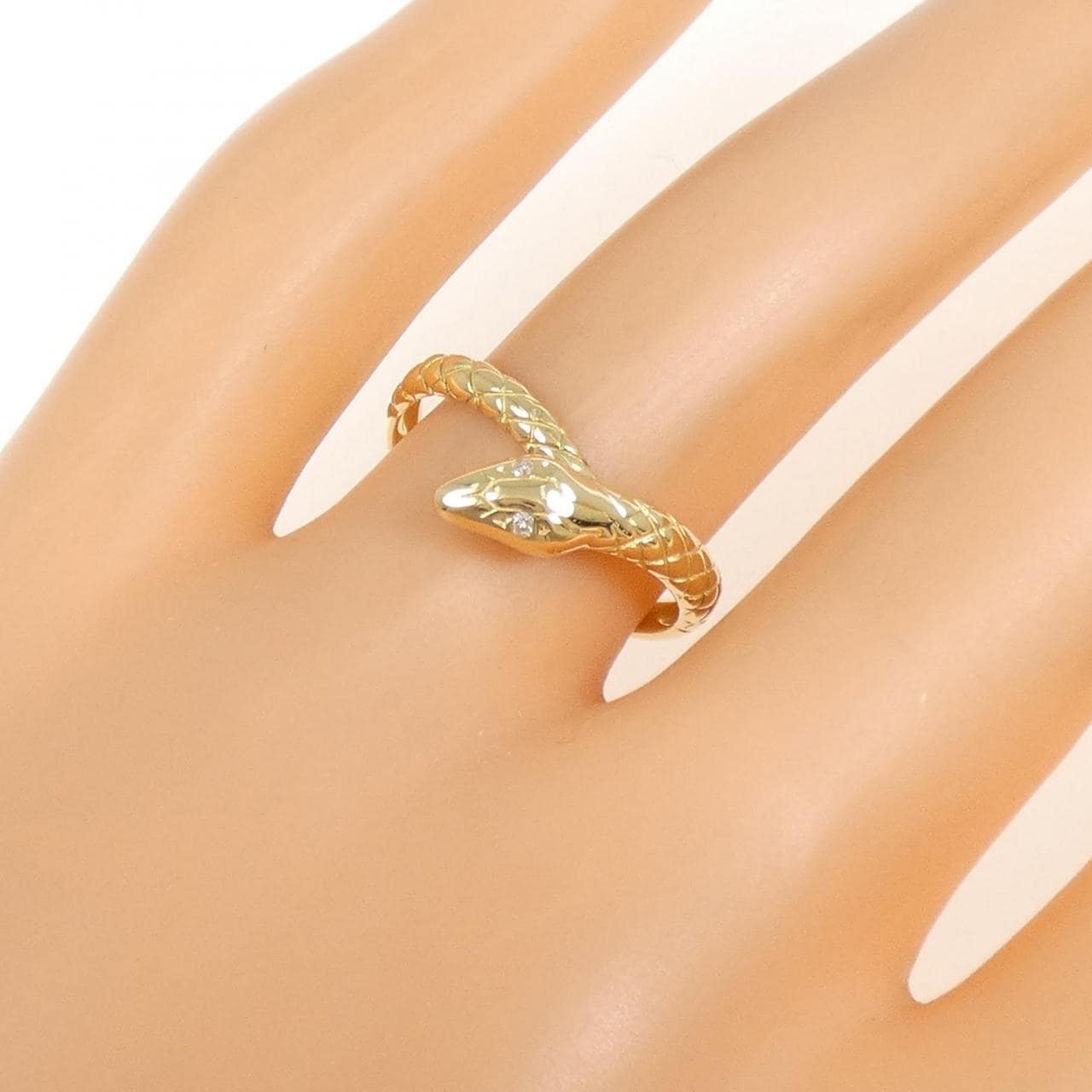 K18YG スネーク ダイヤモンド リング 0.01CT