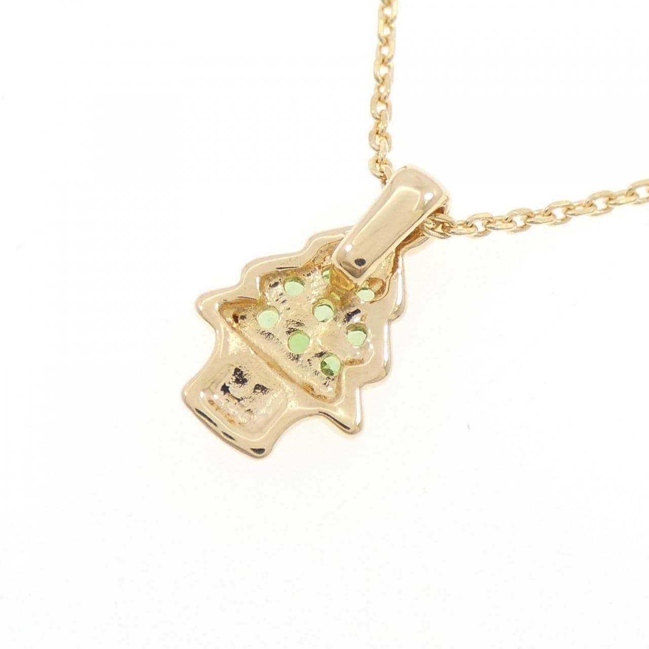 750YG/K18YG ツリー グリーンガーネット ネックレス