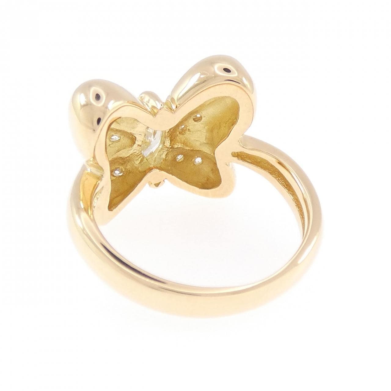 K18YG バタフライ ダイヤモンド リング 0.21CT