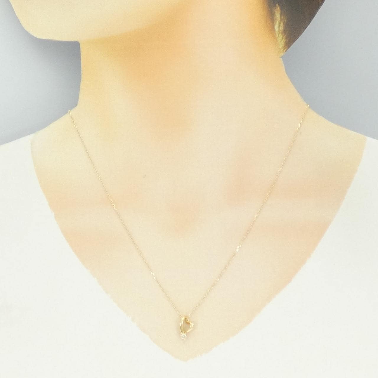 K18YG ハート ダイヤモンド ネックレス 0.12CT