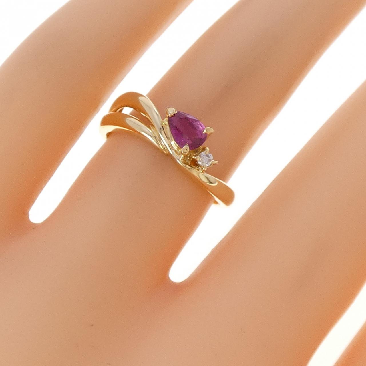 K18YG ルビー リング 0.36CT