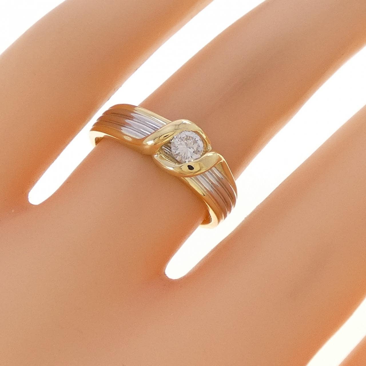 K18YG/PT900 ダイヤモンド リング 0.185CT