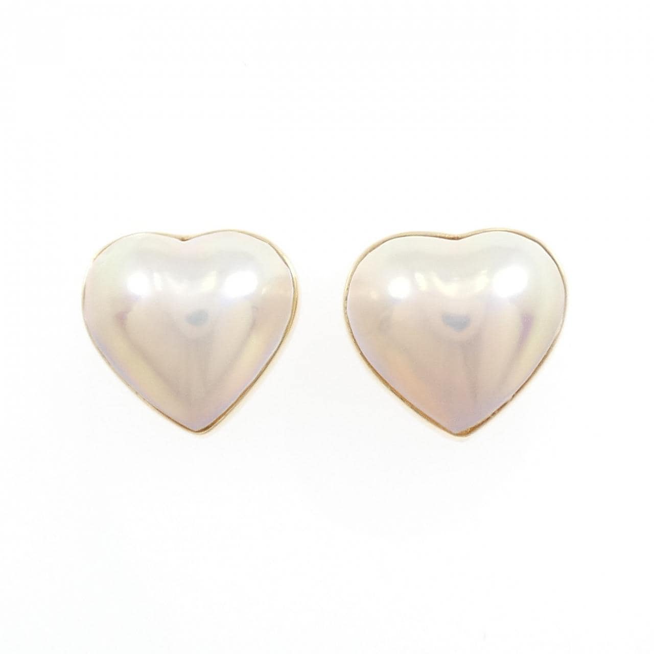 K18YG愛心馬貝珍珠耳釘