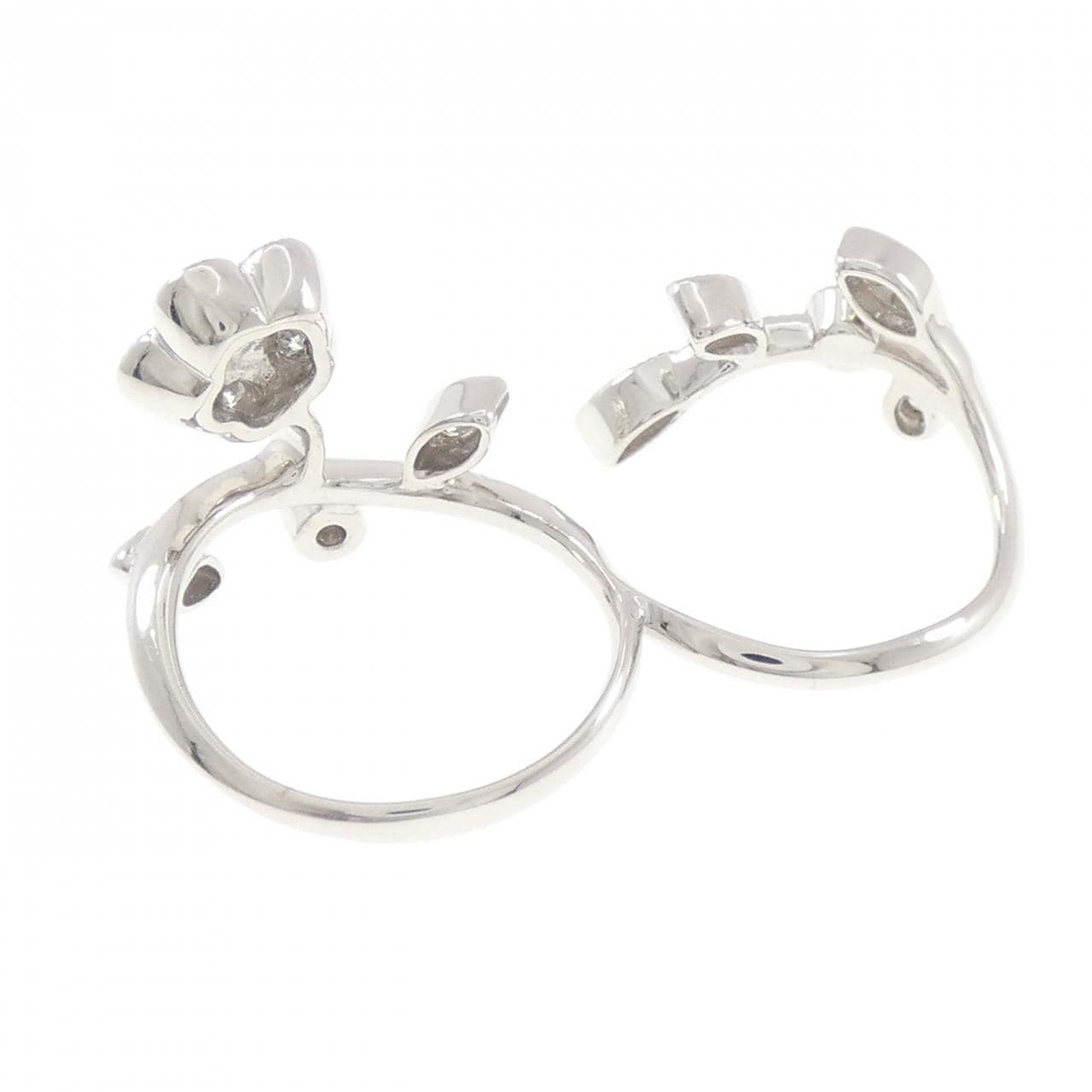 K18WG フラワー ダイヤモンド リング 0.45CT
