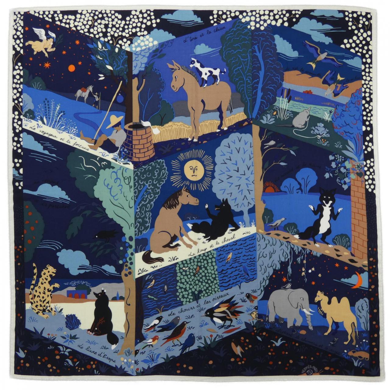 エルメス HERMES LE LIVRE D`ESOPE H244073S カレジェアン140 ショール