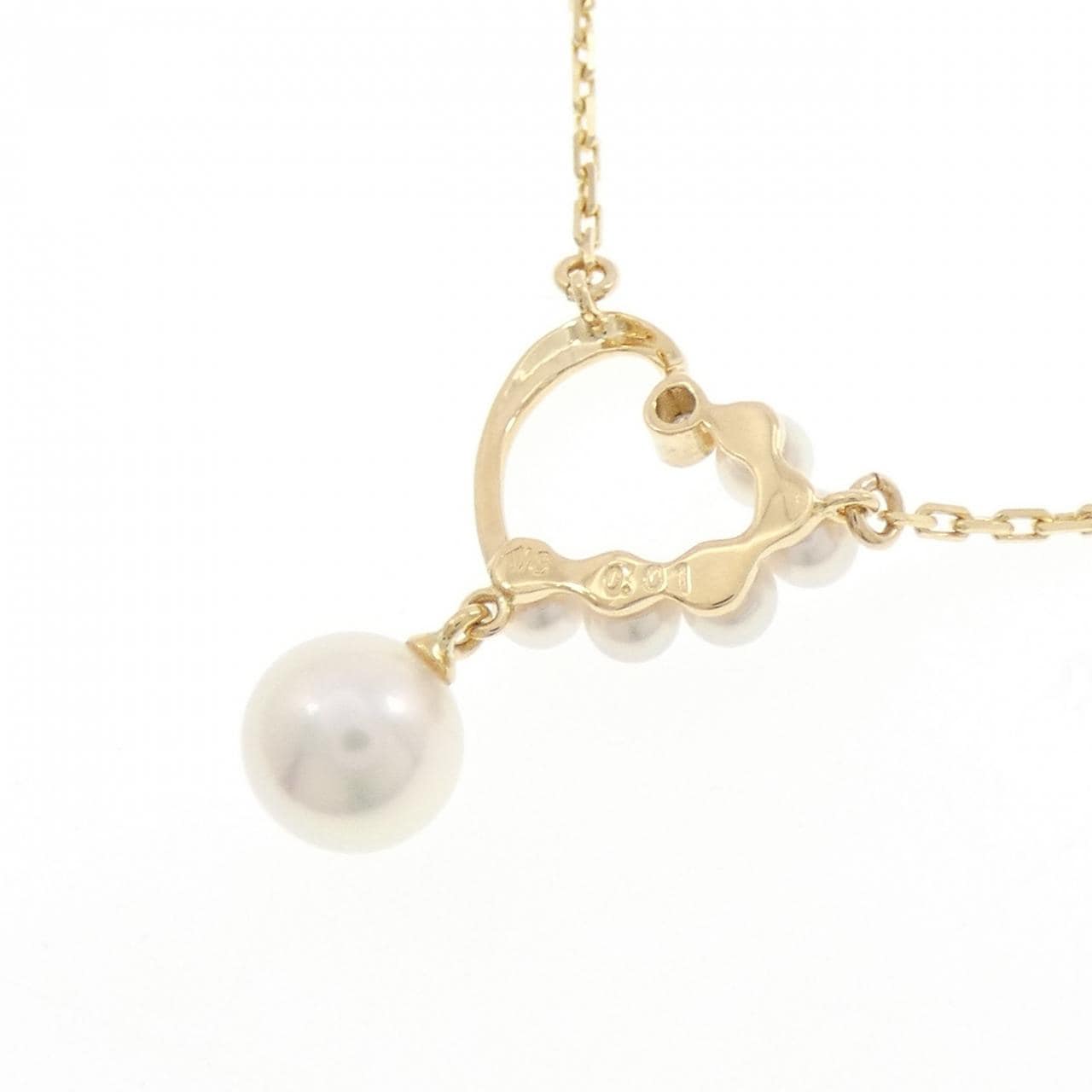 K18YG ハート アコヤパール ネックレス