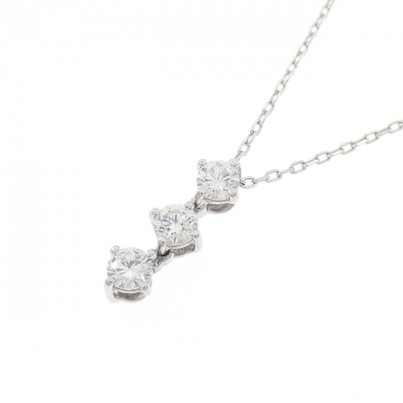 PT950/PT850 スリーストーン ダイヤモンド ネックレス 0.35CT