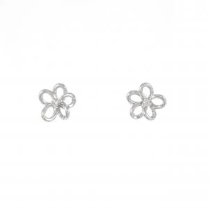 K18WG フラワー ダイヤモンド ピアス 0.02CT