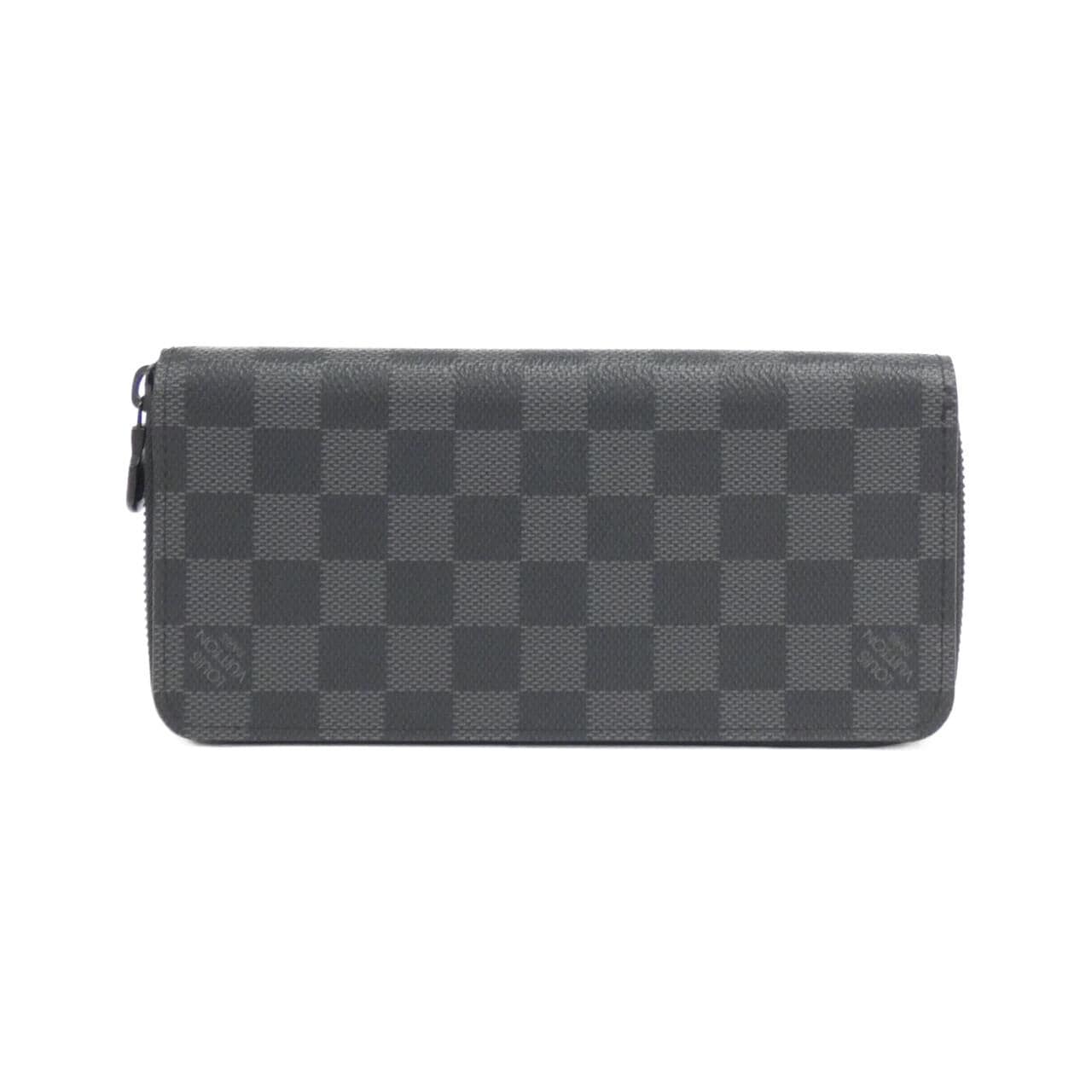 LOUIS VUITTON Damier 石墨實用實用拉链錢包垂直 N60355竖版