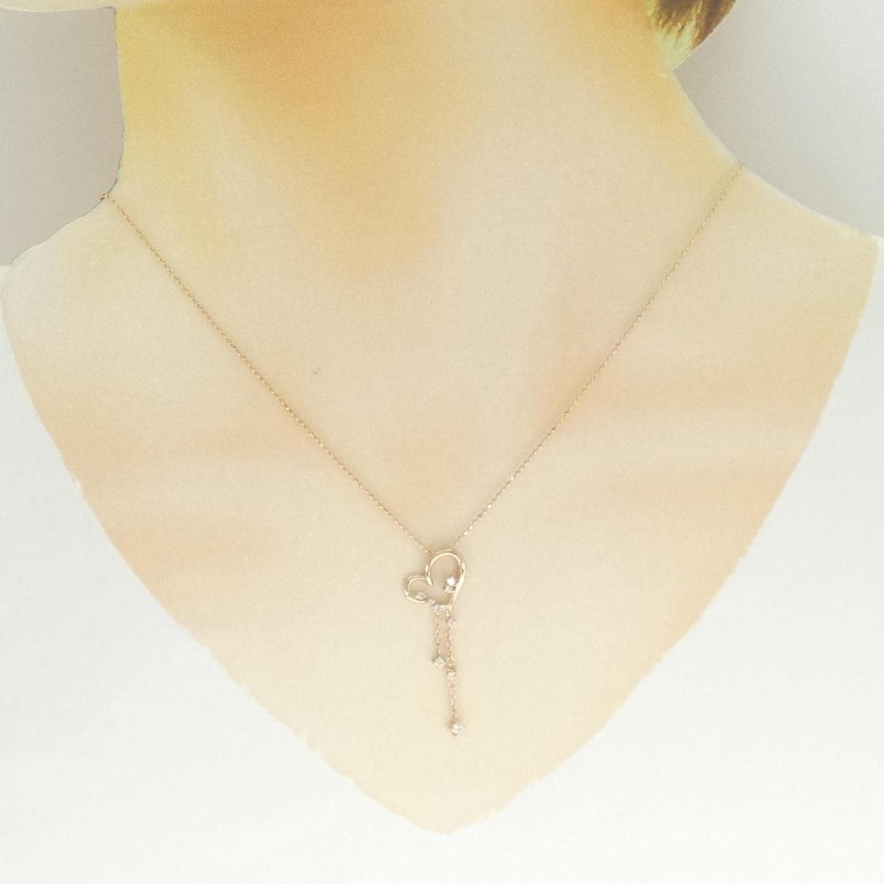K18PG ハート ダイヤモンド ネックレス 0.15CT
