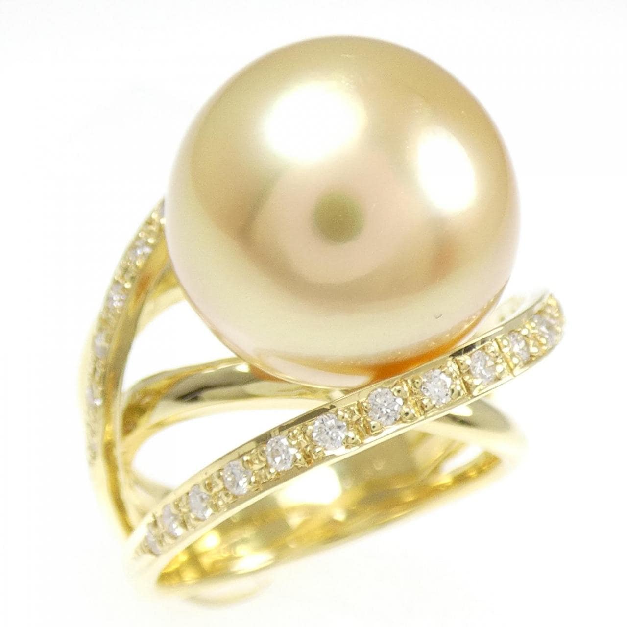 K18YG White Butterfly Pearl ring 13.7mm