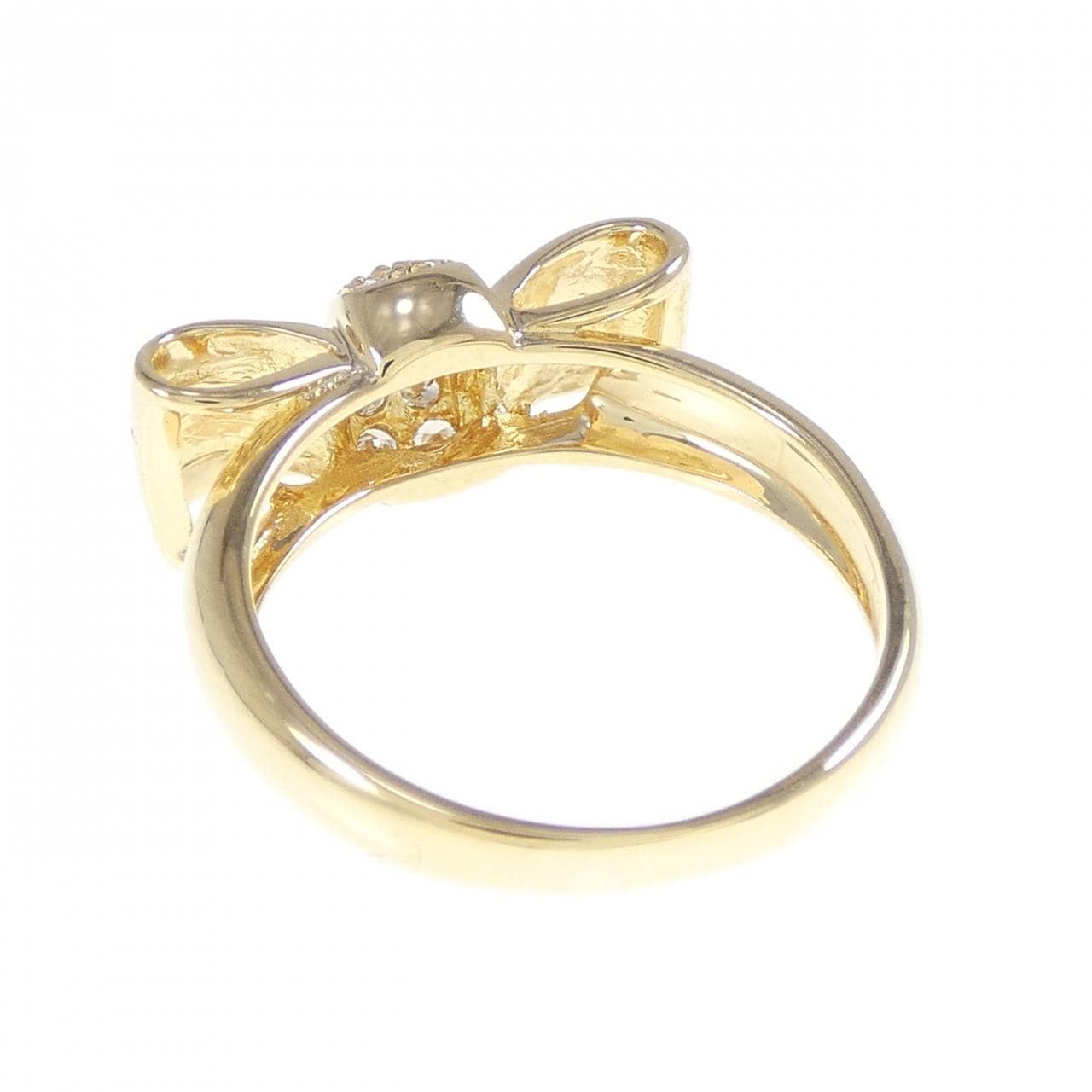 K18YG ribbon Diamond ring 0.14CT