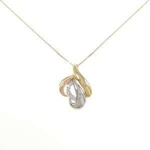 K18YG/PT900/K18PG ダイヤモンド ネックレス 0.10CT