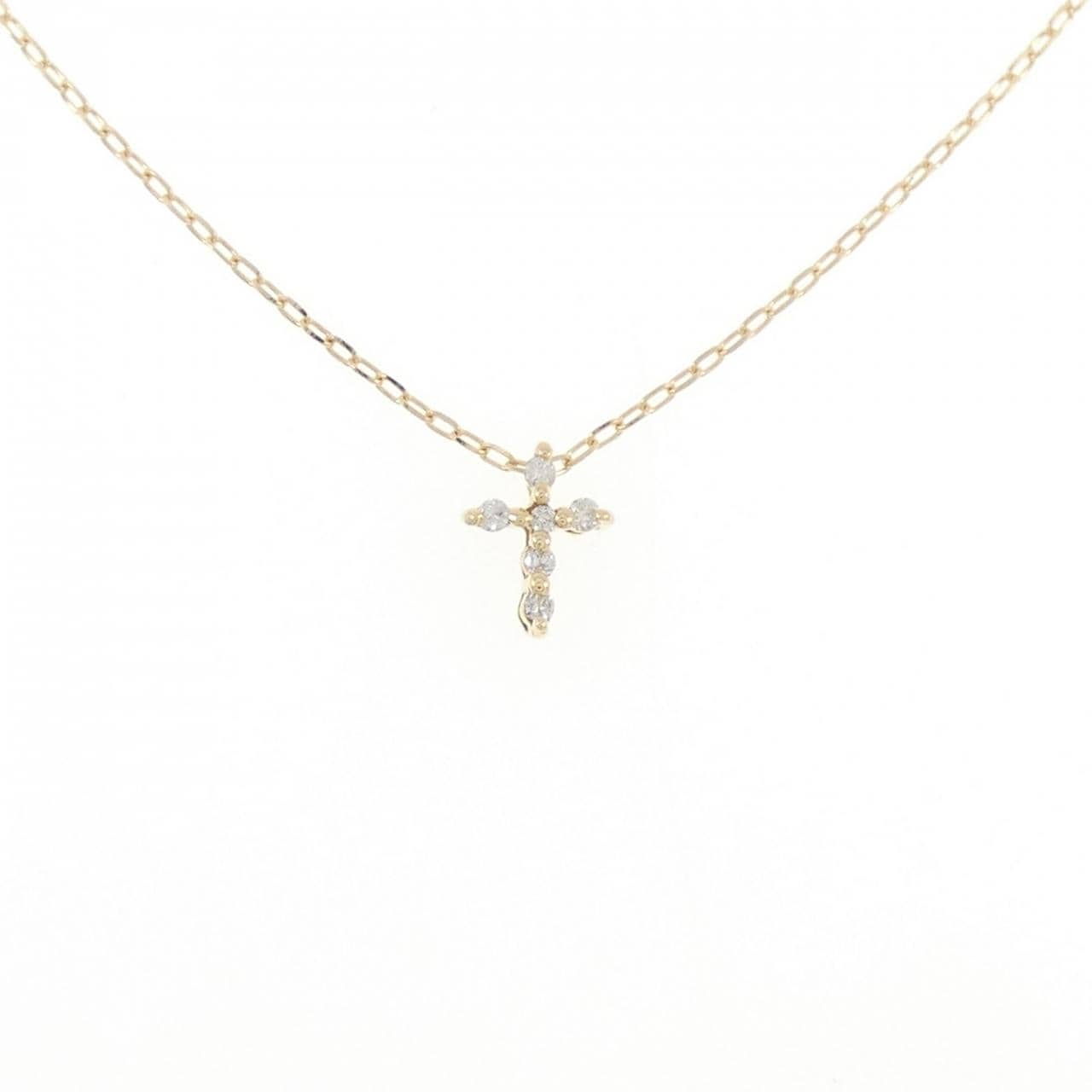 K18YG クロス ダイヤモンド ネックレス 0.06CT