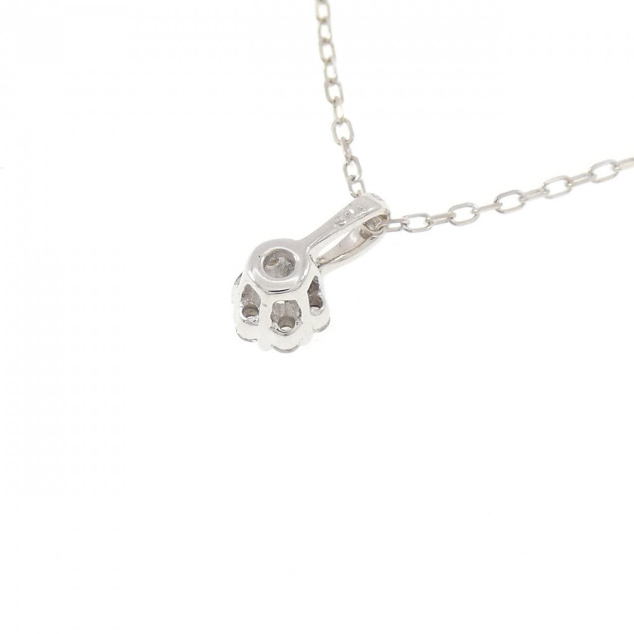 K18WG フラワー ダイヤモンド ネックレス 0.08CT