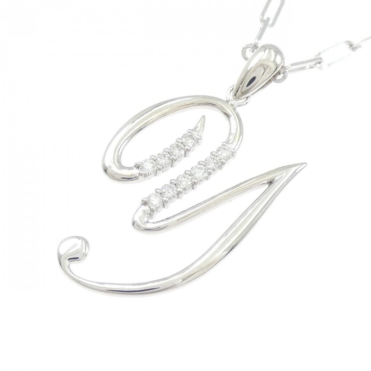 K18WG イニシャルY ダイヤモンド ネックレス 0.32CT