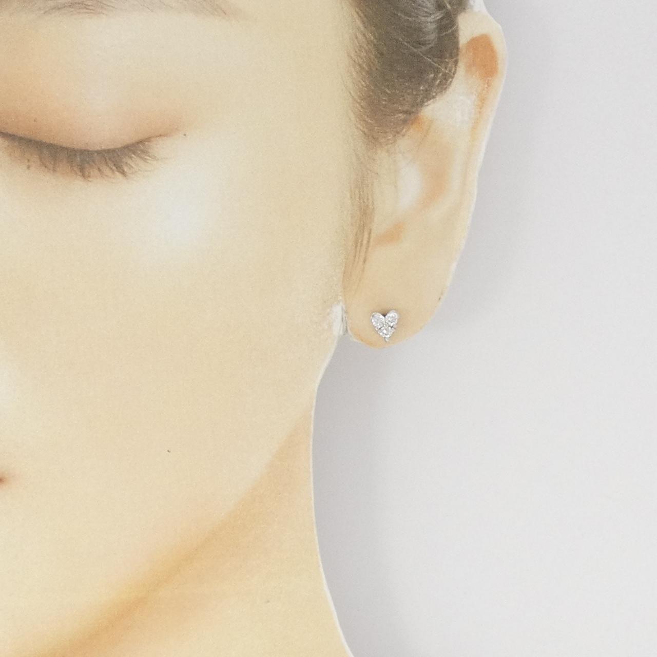 K18WG ハート ダイヤモンド ピアス 0.36CT