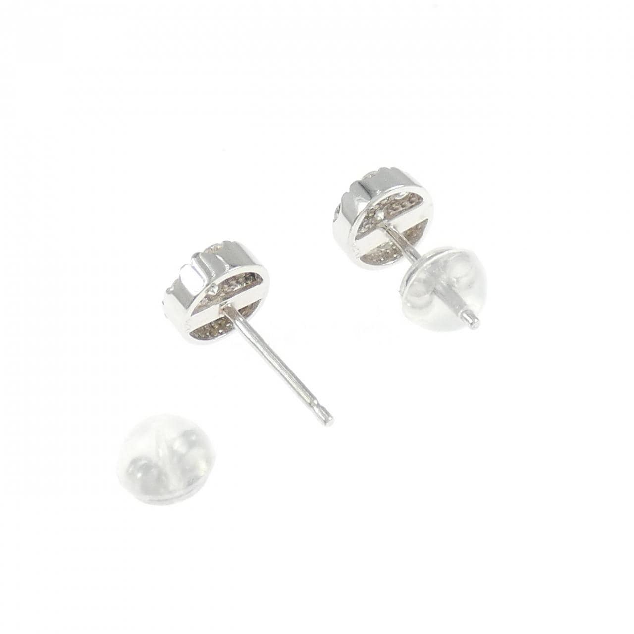 K18WG フラワー ダイヤモンド ピアス 0.48CT