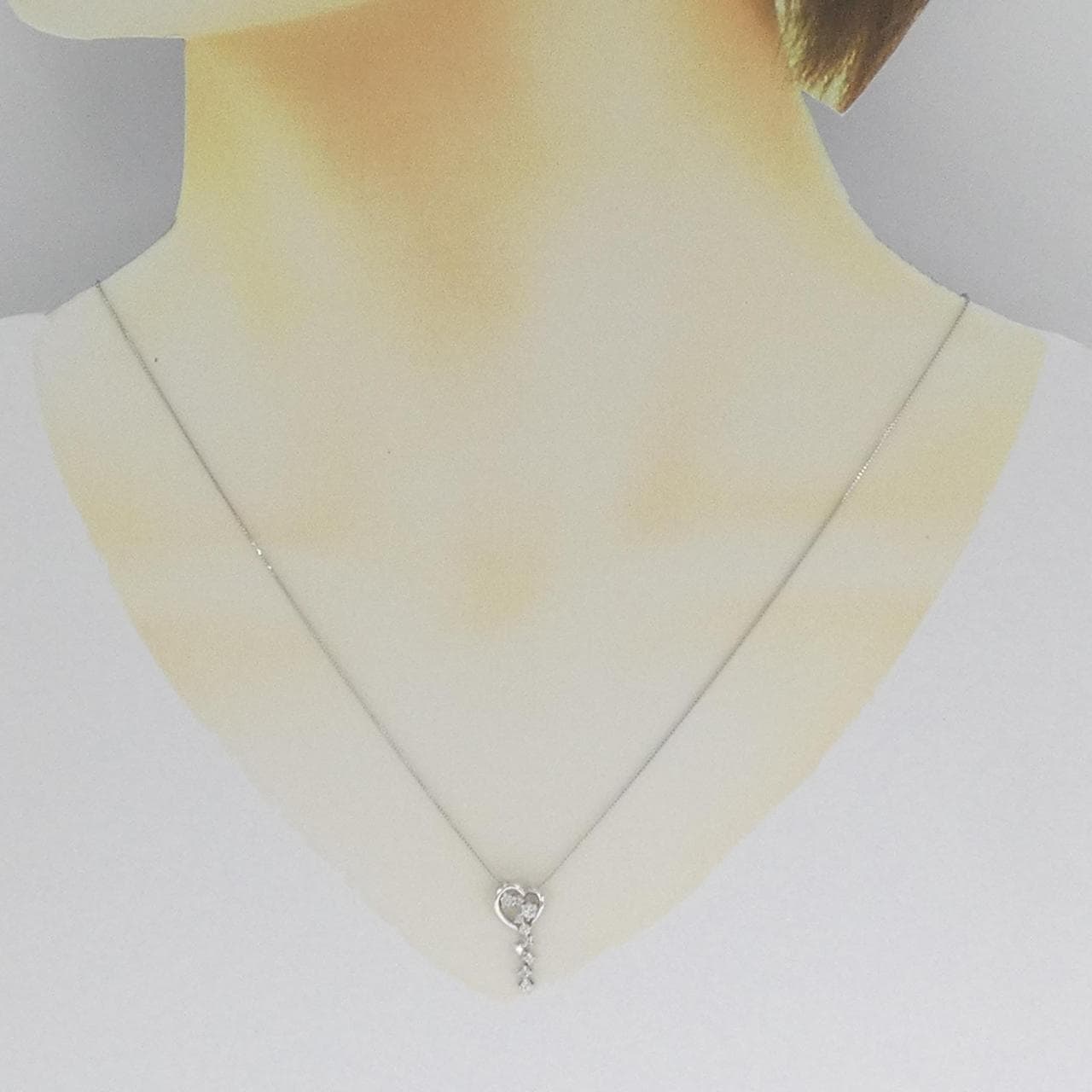 K18WG ハート ダイヤモンド ネックレス 0.20CT