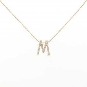 K18YG イニシャルM ダイヤモンド ネックレス 0.08CT