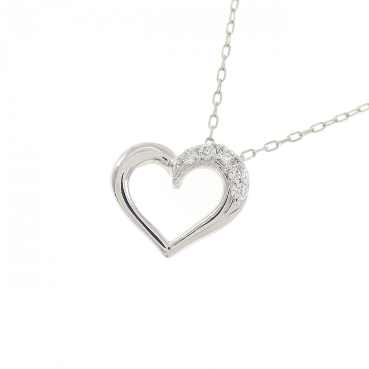 PT900/PT850 ハート ダイヤモンド ネックレス 0.04CT